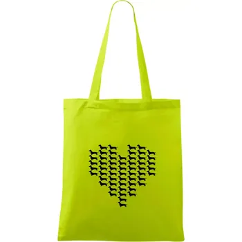 Jezevčík - Srdce - Taška bavlněná - 42 x 38 cm ( Limetková )