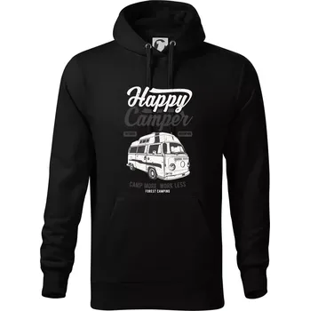Pánská mikina Happy Camper - Mikina pánská Cape s kapucí - 4XL ( Černá )