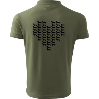 Pánská košile Jezevčík - Srdce - Polokošile pánská Pique Polo 203 - 3XL ( Khaki )