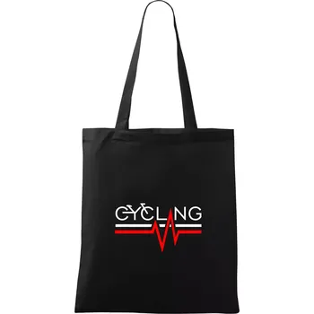 Nákupní taška Cycling ekg - Taška bavlněná - 42 x 38 cm ( Černá )
