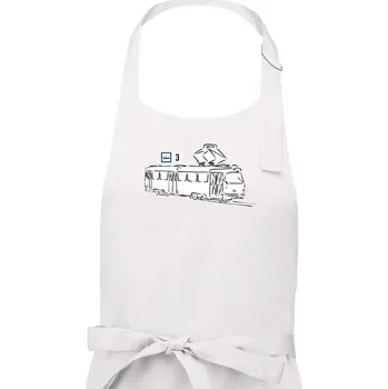 Kuchyňská zástěra Tramvaj číslo 3 - Dámská zástěra na vaření - Univerzální velikost ( Bílá )
