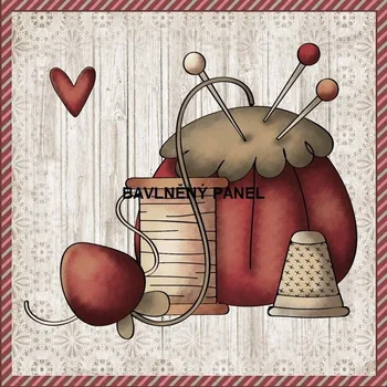 Panel bavlna - ŠITÍ, PLETENÍ-142-06 Velikost: 15x15cm