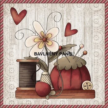 Panel bavlna - ŠITÍ, PLETENÍ-142-09 Velikost: 15x15cm