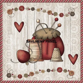 Panel bavlna - ŠITÍ, PLETENÍ-142-04 Velikost: 15x15cm