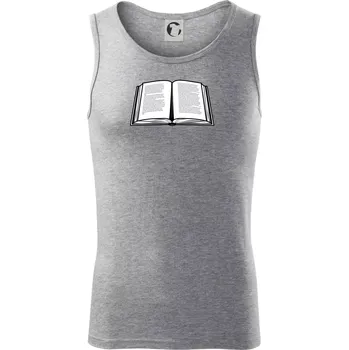 Kniha černobílá otevřená s textem - Tílko pánské Core - L ( Tmavě šedý melír )