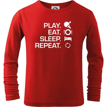 Chlapecké tričko Stolní tenis - eat sleep - Triko dětské Long Sleeve - 122 cm/6 let ( Červená )