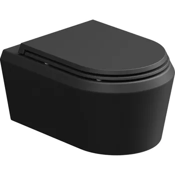 Klozet WC závěsné Cruise, rimless, černé matné, zadní odpad, CRWCSO003