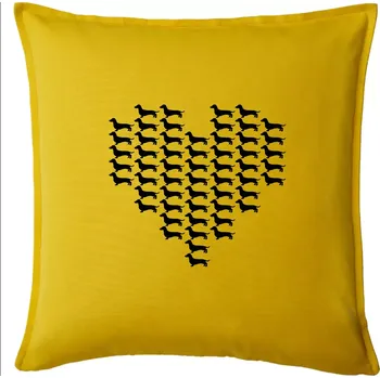 Polštář Jezevčík - Srdce - Polštář 50x50 - 50x50 - Pouze potah ( Žlutá )