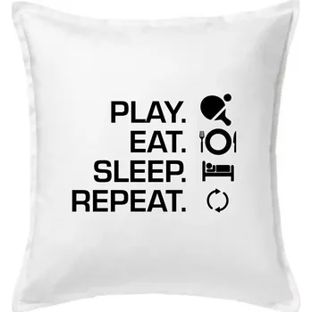 Polštář Stolní tenis - eat sleep - Polštář 50x50 - 50x50 - Pouze potah ( Bílá )