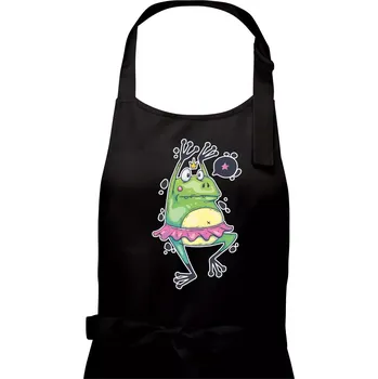 Kuchyňská zástěra Žabka baletka - Pánská zástěra na vaření - Univerzální velikost ( Černá )