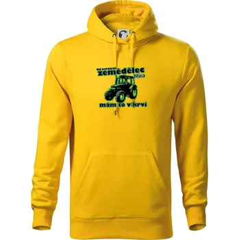 Pánská mikina Od narození zemědělec, mám to v krvi - Mikina pánská Cape s kapucí - M ( Žlutá )