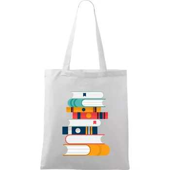Knihy flat design - Taška bavlněná - 42 x 38 cm ( Bílá )