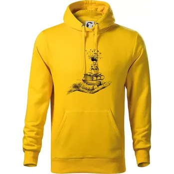 Pánská mikina Čtenář - ruka kreslená - Mikina pánská Cape s kapucí - 4XL ( Žlutá )