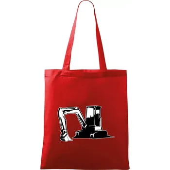Nákupní taška Bagr bez nápisu černobílý - Taška bavlněná - 42 x 38 cm ( Červená )