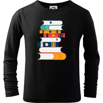 Chlapecké tričko Knihy flat design - Triko dětské Long Sleeve - 134 cm/8 let ( Černá )
