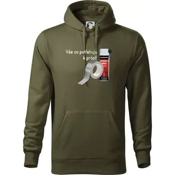 Pánská mikina Pěna a páska - vše co potřebuji k práci - Mikina pánská Cape s kapucí - S ( Military )