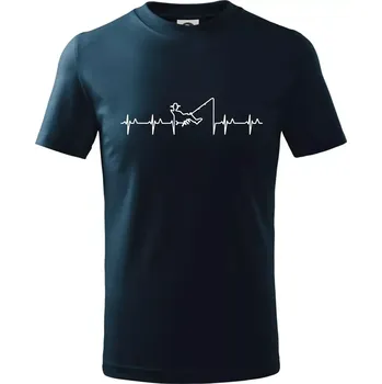 Chlapecké tričko Rybář ekg - Tričko dětské bavlněné - 134 cm/8 let ( Námořní modrá (velmi tmavá - téměř černá) )