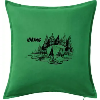 Polštář Hiking - obrázek kreslený - Polštář 50x50 - 50x50 - Pouze potah ( Středně zelená )