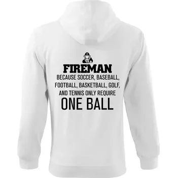 Pánská mikina Fireman beacause one ball - Mikina s kapucí na zip trendy zipper - S ( Bílá )