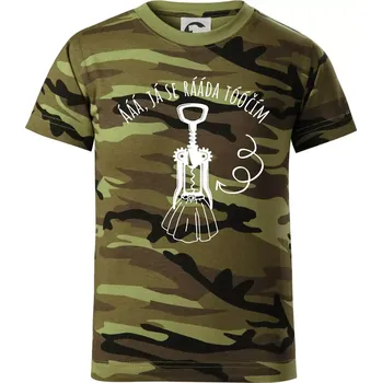 Já se ráda točím - vývrtka - Dětské maskáčové triko - 146 cm/10 let ( Zelený maskáč )