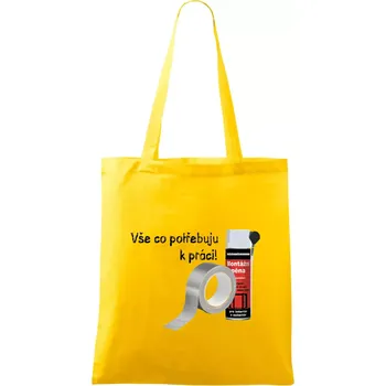 Pěna a páska - vše co potřebuji k práci - Taška bavlněná - 42 x 38 cm ( Žlutá )