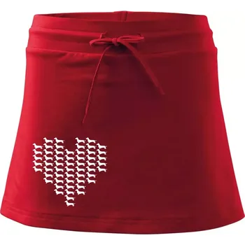 Dámská sukně Jezevčík - Srdce - Sportovní sukně - two in one - XS ( Červená )