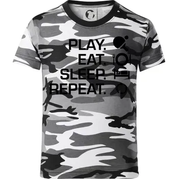 Chlapecké tričko Stolní tenis - eat sleep - Dětské maskáčové triko - 122 cm/6 let ( Šedý maskáč )