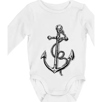 Kotva kreslená tužkou - Body kojenecké s dlouhým rukávem - Dlouhý r. 3-6 měs ( Bílá )
