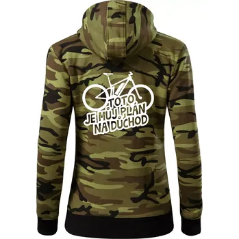 Dámská mikina Ebike plán na důchod - Dámská mikina trendy zipper s kapucí - XS ( Zelený maskáč )