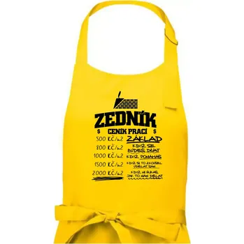 Kuchyňská zástěra Ceník zedníka - cena za metr - Pánská zástěra na vaření - Univerzální velikost ( Žlutá )