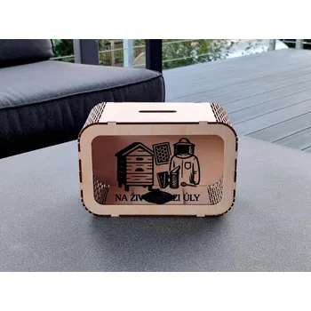 Pokladnička Dřevěná pokladnička pro včelaře – Na život mezi úly - D-decor