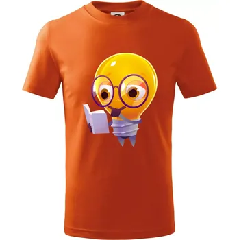 Chlapecké tričko Žárovka přemýšlí nad knihou - Tričko dětské bavlněné - 158 cm/12 let ( Oranžová )