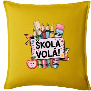 Polštář Škola volá - barevné - Polštář 50x50 - 50x50 - Pouze potah ( Žlutá )