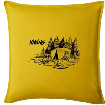 Polštář Hiking - obrázek kreslený - Polštář 50x50 - 50x50 - Pouze potah ( Žlutá )