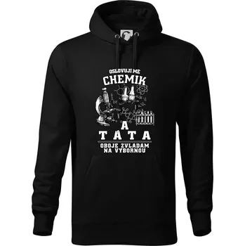 Pánská mikina Oslovuji mě chemik a táta - Mikina pánská Cape s kapucí - 5XL ( Černá )