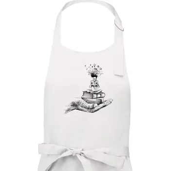 Kuchyňská zástěra Čtenář - ruka kreslená - Pánská zástěra na vaření - Univerzální velikost ( Bílá )