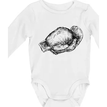 Rukavice kreslené na šířku - Body kojenecké s dlouhým rukávem - Dlouhý r. do 3 měs ( Bílá )