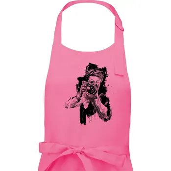 Kuchyňská zástěra Fotograf kreslený tužkou - Pánská zástěra na vaření - Univerzální velikost ( Růžová )