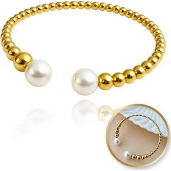 Náramek Flamenco Mystique Pozlacený náramek z chirurgické oceli 14k se perlami BST1563 - elegantní šperk pro každou příležitost