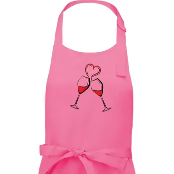 Kuchyňská zástěra Víno je láska jednoduchý nákres - Dámská zástěra na vaření - Univerzální velikost ( Růžová )