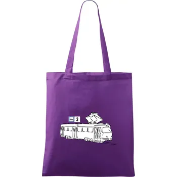 Tramvaj číslo 3 - Taška bavlněná - 42 x 38 cm ( Fialová )