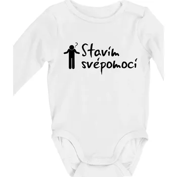Kojenecký body Stavím svépomocí - ikona - Body kojenecké s dlouhým rukávem - Dlouhý r. do 3 měs ( Bílá )