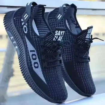 Pánské tenisky Prodyšné pracovní a volnočasové boty s měkkou podrážkou Barva: Černá, Velikost: 43