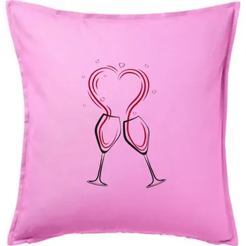 Polštář Víno je láska - srdíčka - Polštář 50x50 - 50x50 - Pouze potah ( Růžová )