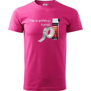 Pánské tričko Pěna a páska - vše co potřebuji k práci - Klasické pánské triko vyšší gramáže - L ( Purpurová )