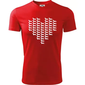Jezevčík - Srdce - Dětské triko sportovní (dresovina) - 146 cm/10 let ( Červená )