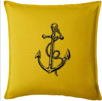 Polštář Kotva kreslená tužkou - Polštář 50x50 - 50x50 - Včetně výplně ( Žlutá )
