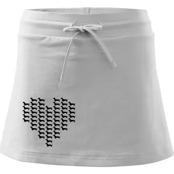 Dámská sukně Jezevčík - Srdce - Sportovní sukně - two in one - XS ( Bílá )