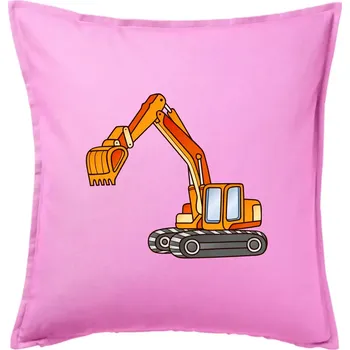 Polštář Bagr bez nápisu oranžový - Polštář 50x50 - 50x50 - Pouze potah ( Růžová )