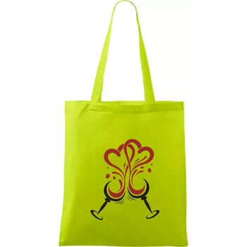 Víno je láska kulaté skleničky - Taška bavlněná - 42 x 38 cm ( Limetková )